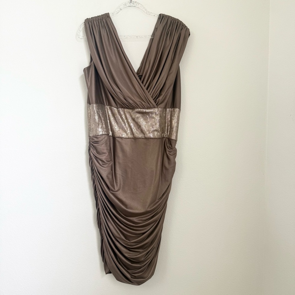 Tadashi Collection Sleeveless Stretch Ruched Gown Evening Dress Mother Bride 1X